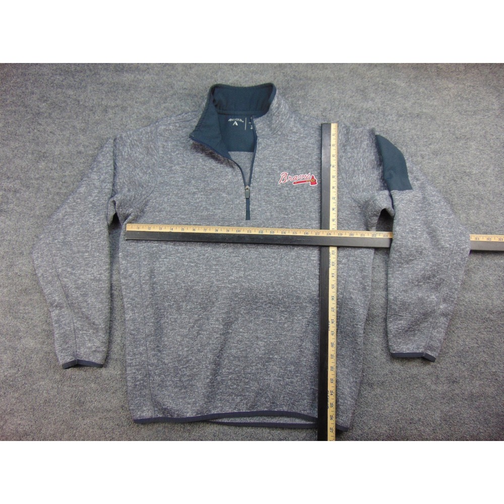 Atlanta Braves Pullover Mens Large 1/4 Zip Gray Heather Antigua Sporty MLB Gear - Picture 4 of 8